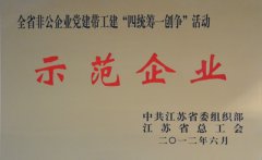 江蘇省非公企業(yè)黨建帶工建“四統(tǒng)籌一創(chuàng)爭(zhēng)”活動(dòng)示范企業(yè)